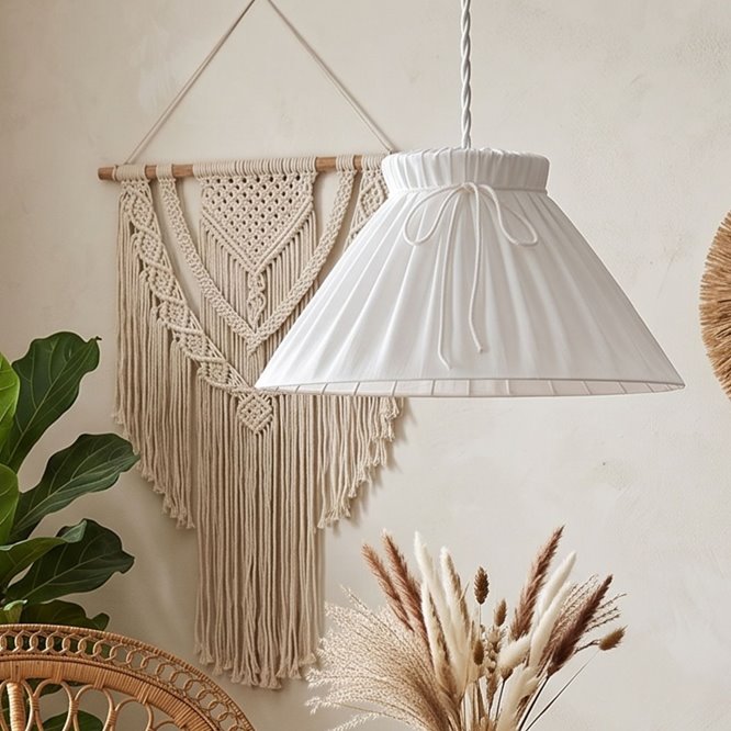 Lampa wisząca boho lniana Hytte 40cm